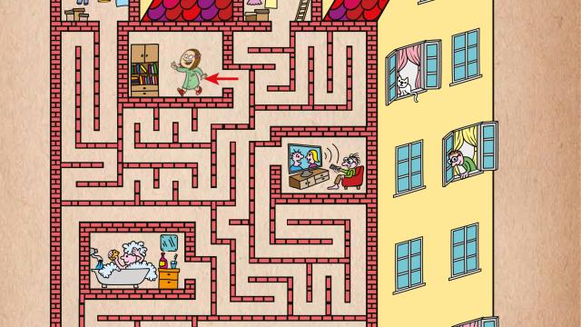 Werkblad met doolhof in een huis.